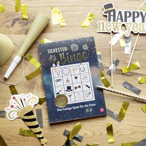 Silvester-Bingo: Das lustige Spiel für die Feier | Lustiger Spielblock mit 50 verschiedenen Bingo-Vorlagen