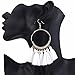 INSANEY Bohemia Fan Shape Tassel Earrings Hoop Dangle Ear Drop (White)