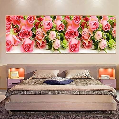Peinture Diamant Fleur de Rose 70x140cm pour Décoration Maison DIY