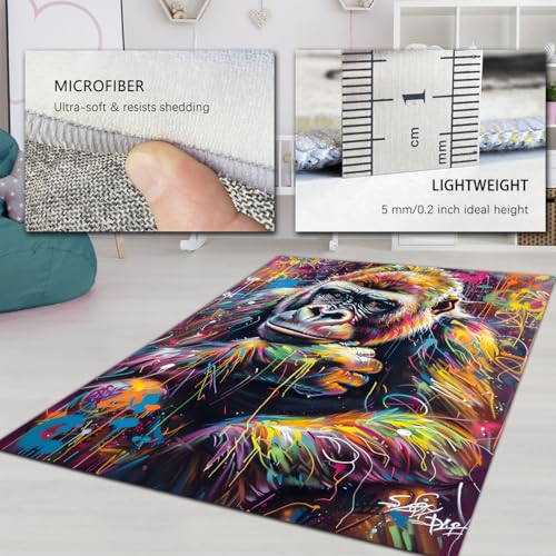Tapis imprimé singe chimpanzé graffiti 100x150 cm pour entrée de maison