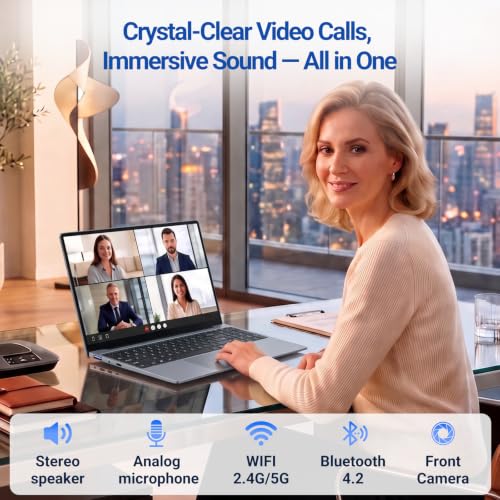 Image of Laptop, 15.6 inch Laptop Computer, Lap top with 1080P FHD Display, Core M3 up to 2.2GHz, UHD Graphics, 8GB RAM 256GB SSD, 180 Open, Win 11 Pro /Office, Mini HDMI, Thin & Light Silver Notebook PC