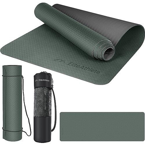 EliteAthlete Esterilla Yoga Antideslizante   Esterilla Fitness   Colchoneta Gimnasia   Yoga Mat   183 x 61 x 0,6 cm   Esterilla Pilates incl. correa de transporte + bolsa