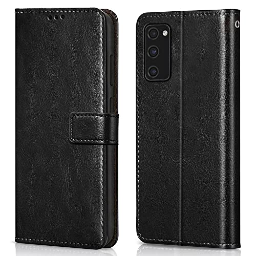 Image of WOW IMAGINE Shock Proof Flip Cover Back Case Cover for Samsung Galaxy S20 FE 5G (Flexible | Leather Finish | Card Pockets Wallet & Stand | Black)