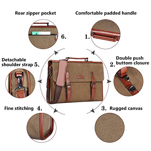 Banuce 13.3 inch Laptop Messenger Bag for Men Vintage Canvas Briefcase Tote Tablet Satchel Shoulder Bag