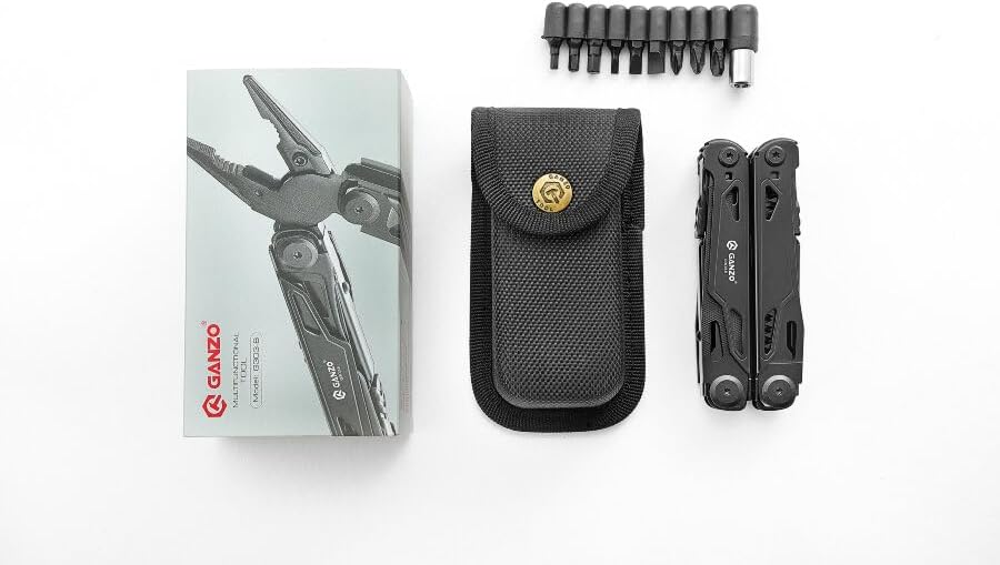 Miniatura 2 de Ganzo Multiherramienta G303B, cuchillo de bolsillo de acero inoxidable 21 en 1 con destornillador, alicates, sierra, crudo, tijera, cortador de