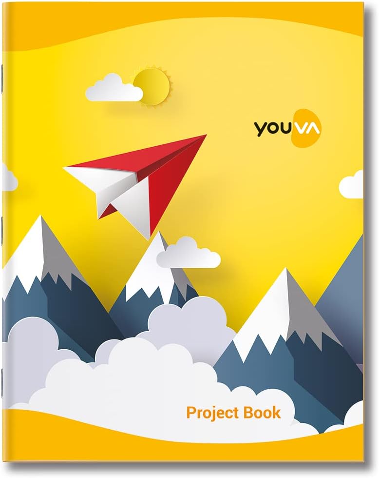 YOUVA Navneet Project Book for Kids and Students | Soft Bound | 22cm x 28cm | Interleaf – 1 Sheet ruled and 1 Sheet Plain Coloured | 64 Pages | Pack of 10