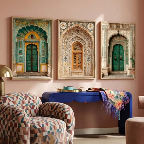 Image of kotart Aesthetic Traditional Indian Wall Art Paintings | Wall Posters With frames | Framed Painting for Living Room Home Room Bedroom Office Decor Set of 3