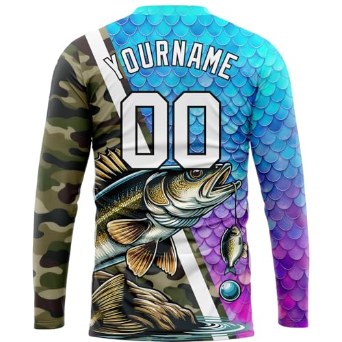 Camiseta deportiva de manga larga para pesca personalizada para hombres y adolescentes, con números y nombre impresos miniatura 3