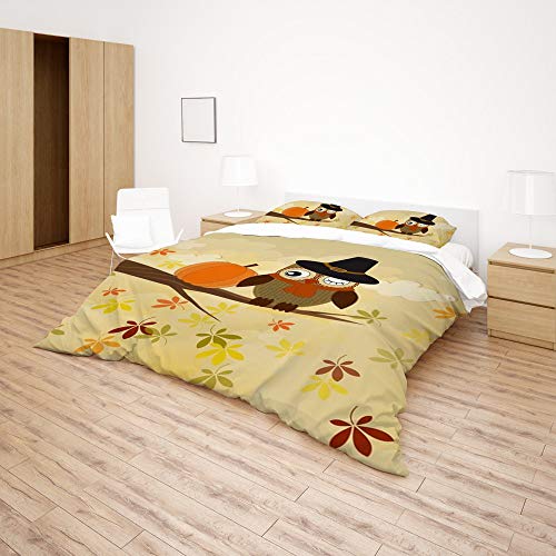 Parure de lit hibou lit King polyester thermorégulateur drap housse housse de couette