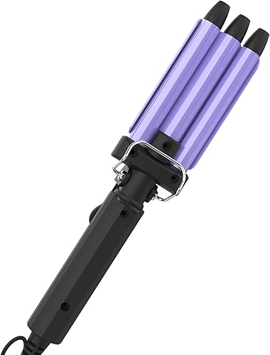 Miniatura 9 de Plancha rizadora de pelo de 12 pulgada, mini rizador de cabello para mujeres, ondas de playa, rizador de 3 barriles con turmalina de cerámica,