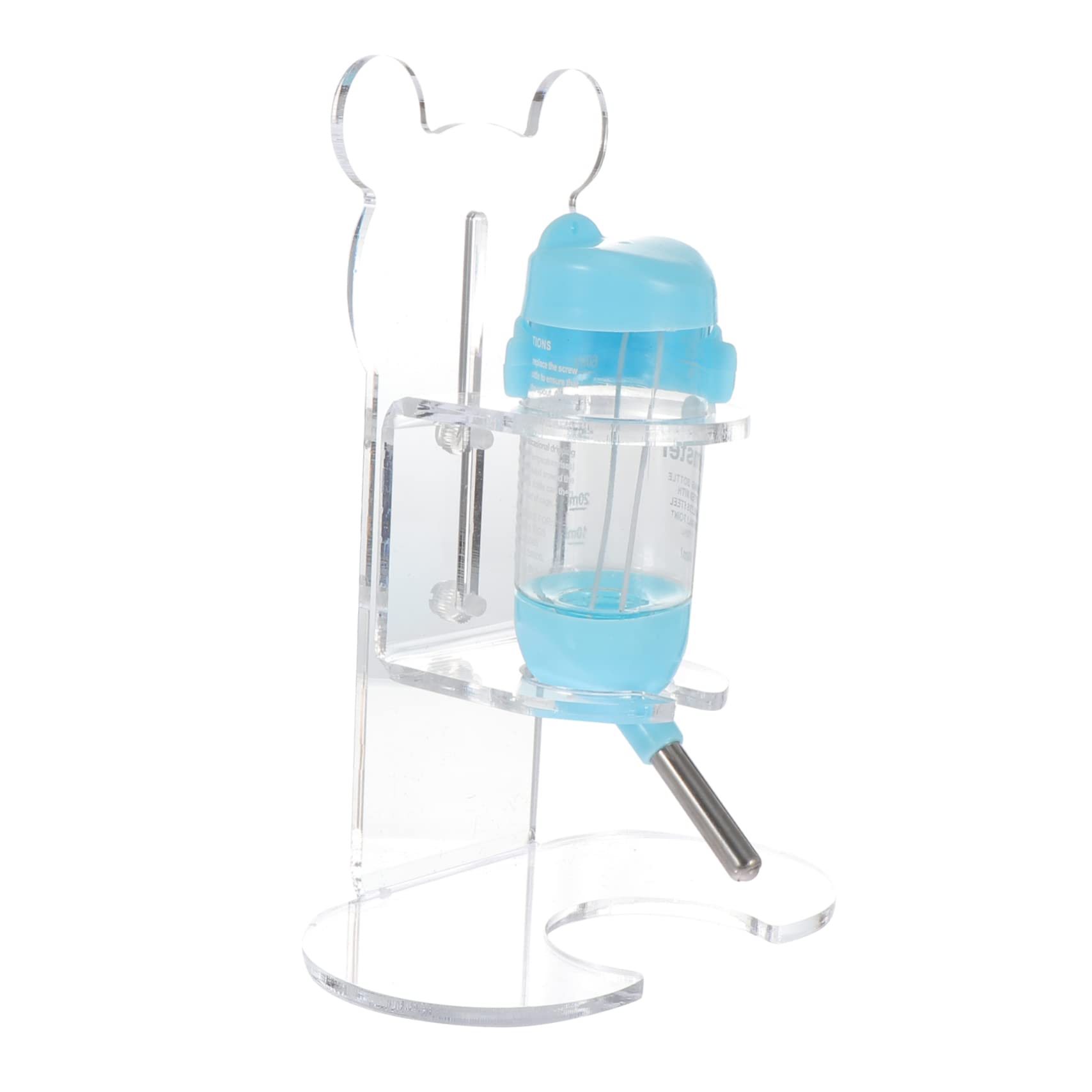 GRIRIW Sturdy Hamster Drinking Fountain 2-Piece Acrylic Bottle Rack Leak- Feeder Holder