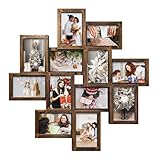 Jerry & Maggie - Photo Frame 24x24 Square Storm Eye PVC Picture Frame Selfie Gallery Collage Wall Hanging for 6x4 Photo - 12 Photo Sockets - Wall Mounting Design (Gold Rusted)