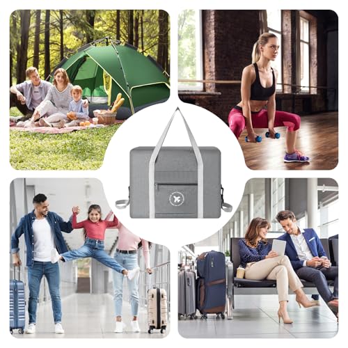 AiQInu Reisetasche Handgepäck 45x36x20cm, Handgepäck Tasche für Easyjet Cabin Bag, Faltbare Handgepäck Tasche für Herren und Damen mit Schultergurt (Grau)