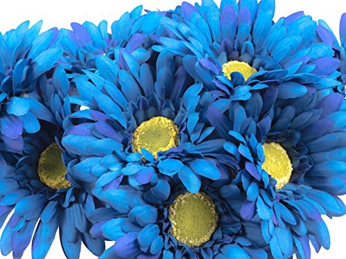 CraftMore Blue Colored Gerbera Daisy Stems 14 Inch Set of 12
