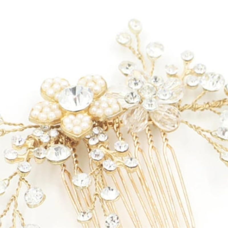 Beaded Crystal Floral Bridal Hair Comb Headpiece image 5
