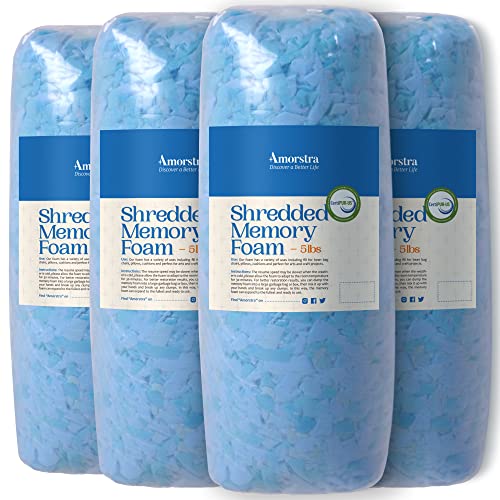 Amorstra Relleno de puf de 20 libras, relleno de almohada de relleno de espuma viscoelástica triturada para puf, otomano, sofá, cama de perro, animales de peluche y manualidades, color azul