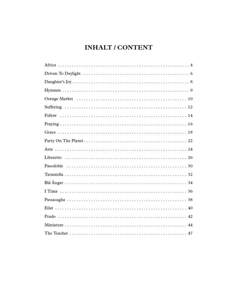 Lars danielsson: 20 impromptus for piano & 1 solo piece for contrabass