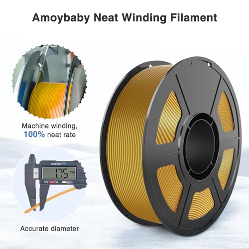 Image of Silk Gold PLA Filament 1.75mm, 1kg(2.2lbs) High Speed Shiny Metallic Golden 3D Printer Filament, Low Warp & Clog-Free, Dimensional Accuracy + /- 0.03mm for FDM 3D Printers