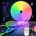 Lamomo Led Strip Lights, 16.4Ft RGB Neon Led Lights for Bedroom, 12v App Control Music Sync Color Changing Rope Light, Waterproof Flex Neon Sign for Indoor Decor?Without Power Adapter?