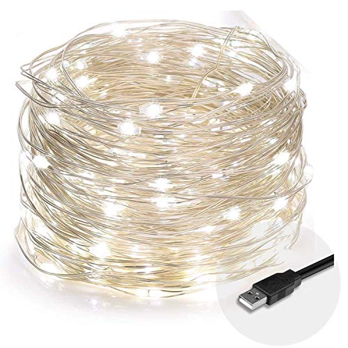 Image of Desidiya Indoor /Outdoor Copper Fairy String Decoration Lights with USB Cable (10 Meters-White)