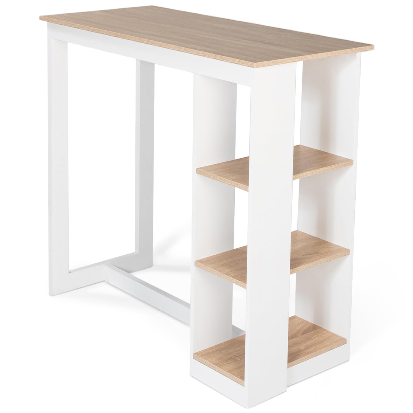 IDMarket - Tavolo alto da bar BARTH da 2 a 4 persone con piano in legno bianco traforato effectto faggio