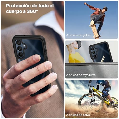 CENHUFO Funda Samsung A16 4G/5G / A17 4G/5G / A26 5G, Antigolpes Carcasa con Protector Pantalla Integrado, 360 Grados Case Transparente Capa Funda para Samsung Galaxy A16 A17 / 4G/5G / A26 5G -Negro - imagen 5