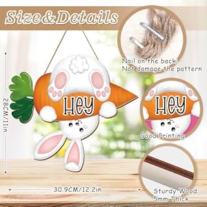 Easter Wooden Hanging Sign Hey Bunny Front Door Sign Cute Rabbit Carrot Wall Plague for Spring Holiday Indoor Outdoor Farmhouse Home Porch Window Decor Easter Wooden Hanging Sign Hey Bunny Front Door Sign Cute Rabbit Carrot Wall Plague for Spring Holiday Indoor Outdoor Farmhouse Home Porch Window Decor