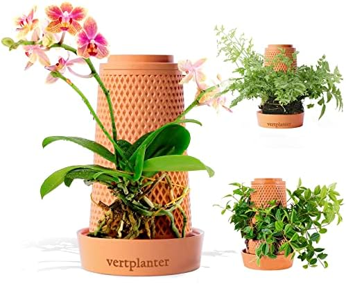 Vertplanter Terracotta Plant Pots Handmade Flower Pots 5.7 Inch Self Watering No Soil Planter for Indoor Outdoor Hydroponic Planter, Flower Pots with Tray to Reuse and Store Water, Great for Orchids