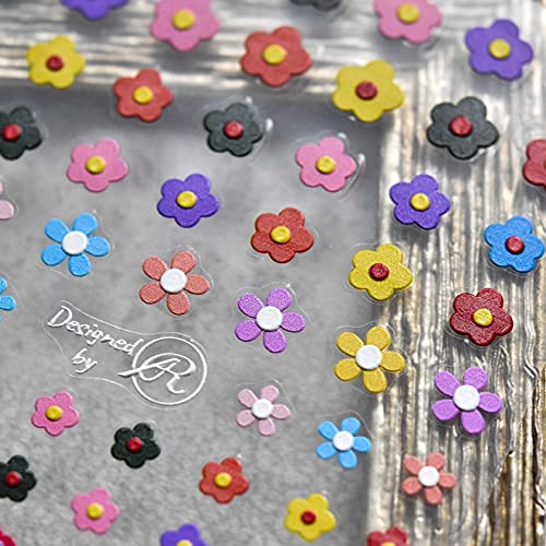 YANLINMY Nagelsticker Neue Handwerk 3D Nail Art Decals Smiley Gesicht farbige Blumen Dreidimensionale Erleichterung 5D… – Bild 5