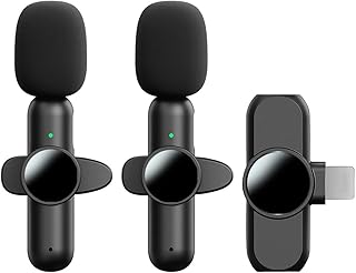 Microfone de lapela sem fio compatível com iphone | Sincronização automática Plug-Play Microfone de lapela 2,4 GHz | Mini Mic de Redução de Ruído para Youtubers Facebook Transmissão