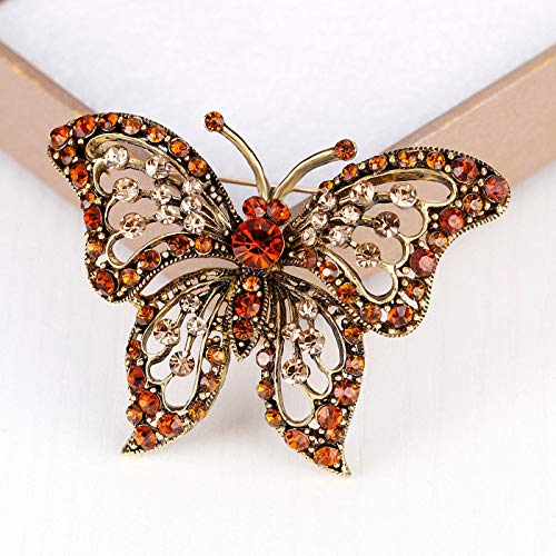 Image of Animal Series Orange Rhinestones Butterfly Brooches Women Brooch Pins Wedding Brooches