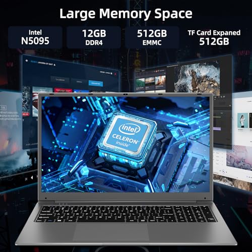 SGIN 17 Zoll Laptop Windows 11 Home, 12GB RAM 512GB SSD ROM Laptop, Celeron N5095, 5000 mAh,HD IPS, 2 xUSB 3.0 – Bild 3