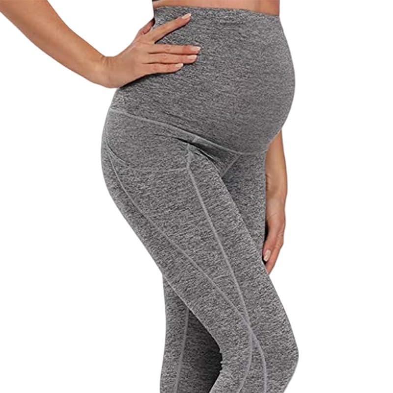 Legging de yoga de maternité 7/8 moulant noir à maintien ventre pour femme