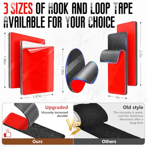 Image of 24 Sets Heavy Duty Hook and Loop Tape Strips with Super Adhesive, Heat Resistant & Waterproof Adhesive Hooks for Picture Hanging, Indoor & Outdoor Use 1.18 Inch
