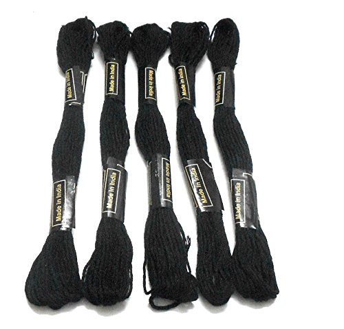 Image of Goelx Skein Embroidery Thread Floss /Jewelry Making Craft Thread Pack of 25 Skeins - Black