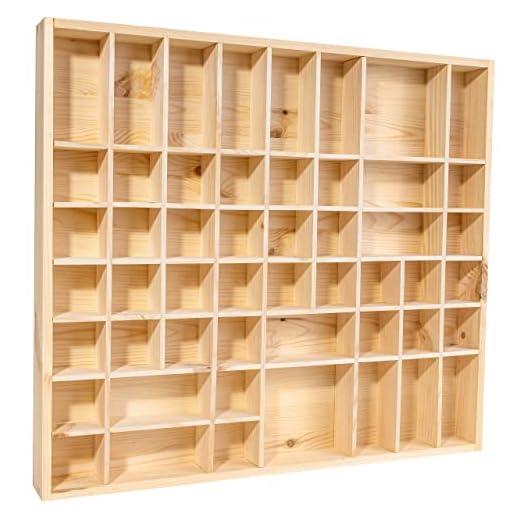 Bacheche in legno 9 Creative Deco Bacheca da Parete Portaoggetti, Scaffale Legno Naturale | Espositore con Divisori 51 Scomparti | 52 x 46 x 5 cm | Mensola, Vetrina Espositiva | Portagioie per Stoccaggio e Decorazione