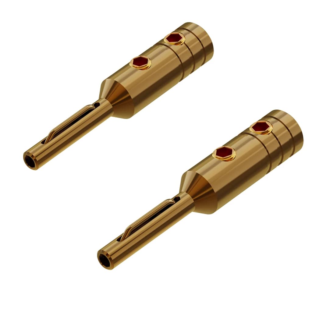 Fiches Banane à vis pour Haut-Parleur, connecteur plaqué Or/Rhodium pour Fil de Haut-Parleur de 5mm, Facile à Installer, Accessoires de Voiture, 4 pièces