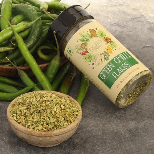 Image of Rasatva Green Chilli Flakes | 30g Pack Of 3 | Hot & Spicy Pizza Pasta Seasoning | Natural Dry Green Chilli Flakes | No Additives, Preservatives & Colours | Seasoning for Pizza, Pasta, Garlic Bread