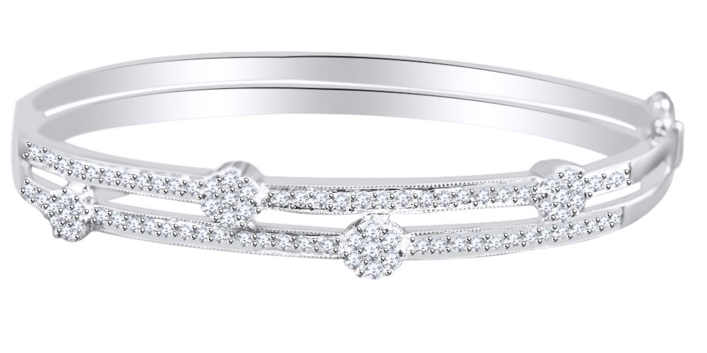 AFFY Round Shape White Natural Diamond Bangle Bracelet In 14k Solid Gold 1 00 cttw