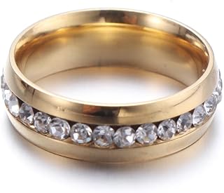GALPADA Chic Single Drain Diamond Ring Stylish Wedding Engagement Ring Gold Rose Gold Size 8