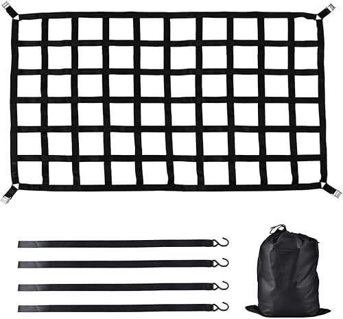 Skytou Cargo Net Short Truck Bed Cargo Net 78" X 50" Heavy Duty Cargo Nets For Pickup Trucks With Cam Buckles & S-Hooks #TOP1