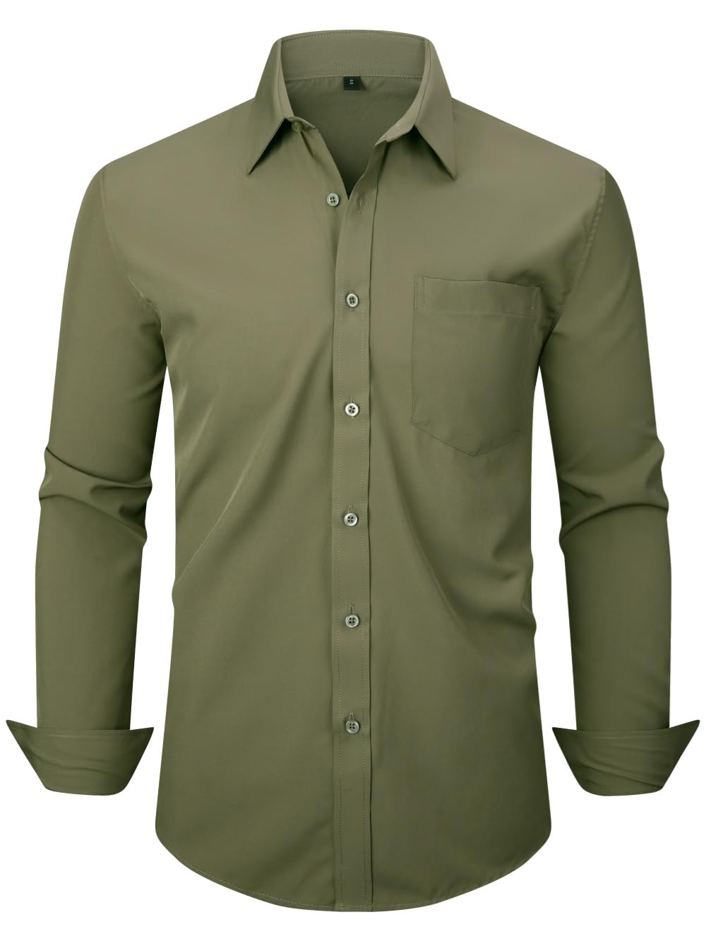 Men's Dress Shirts Long Sleeve Button Down Shirt Business Formal Stretch Shirt Regular Fit with Pockets