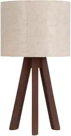 Abajur De Madeira Rustico Tripe Luminaria De Mesa, para Sala, Quarto, Escritório, Varanda - Estilo Industrial e Campestre(Tripé Imbuia/Linho claro)