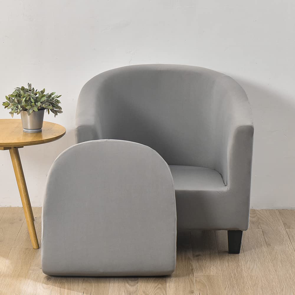 Chesterfield Tub chair slipcovers 2 pieces stretch club chair slipcovers for bar counter living room tub chair Tullsta chair slipcover 1 seater Light gray - Image 2
