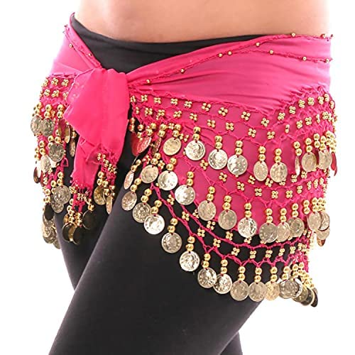 Image of VRITRAZ Women's Chiffon Belly Dance Heart Design Chiffon Top, Harem Pants And Hip Scarf Ringy Fancy Pants (Pink)