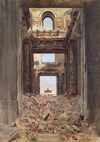 Toile Meissonier Les Ruines des Tuileries 50x70 cm : décor historique