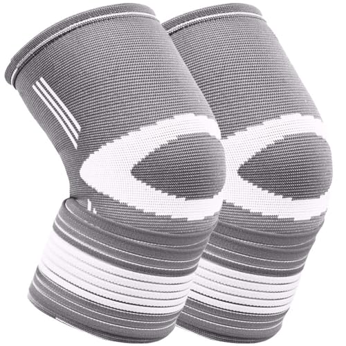 Bionix Knee Support xxl for Women & Men – Knee Compression Sleeve for Knee Pain Relief, Arthritis & Running, extra large Knee Support Brace for Meniscus Support & Weight Lifting- Pack of 2(Grey- L/XL)