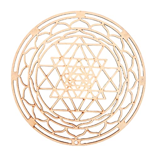 Pomurom Sri Yantra - Pared Madera, 30 cm, geometría Sagrada Madera, Accesorio Espiritual para Yoga/meditación, Pared para casa, Dormitorio, salón
