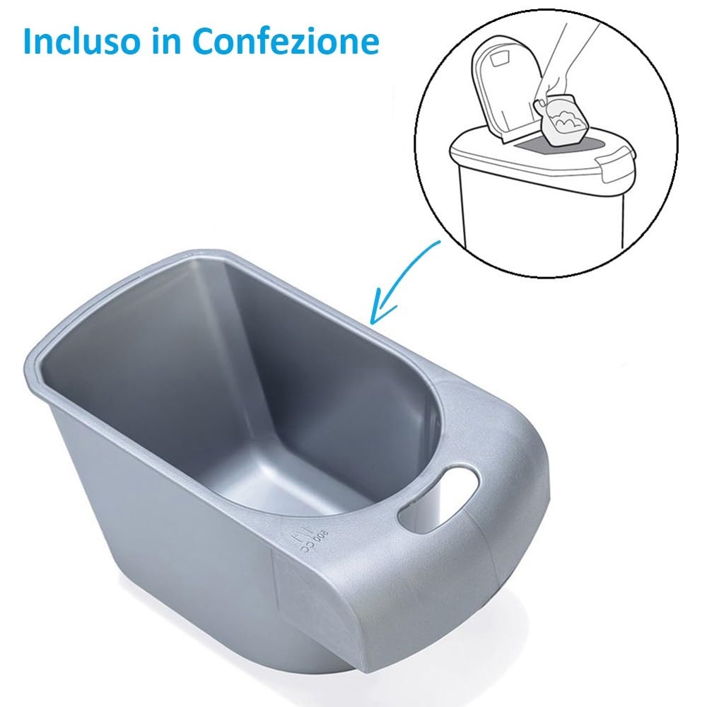 PALUPLUS Contenitore per Crocchette per Cani, misura 28x50x43 cm, Porta crocchette con Coperchio e Ruote, Chiusura Ermetica Antiodore, per Cibo Secco, Capacità 35 Litri -430C (12 kg)