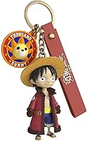 Vista 3 de YJacuing Lindo llavero de una pieza de anime Luffy de PVC, con licencia oficial coleccionable